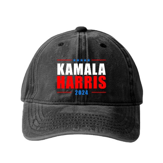 Kamala Harris Madam President 2024 Washed Denim Baseball Caps