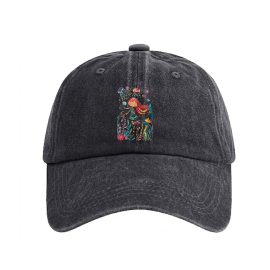 jellyfish girl Washed Denim Baseball Caps