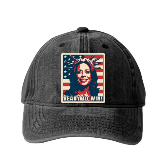 Kamala Harris, Election 2024, Ready To Win Washed Denim Baseball Caps