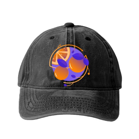 Orange Fruit Washed Denim Baseball Caps