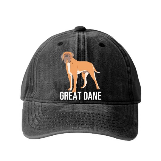 Cute Dog Lover Dog Mom And Dog Dad Great Dane Washed Denim Baseball Caps