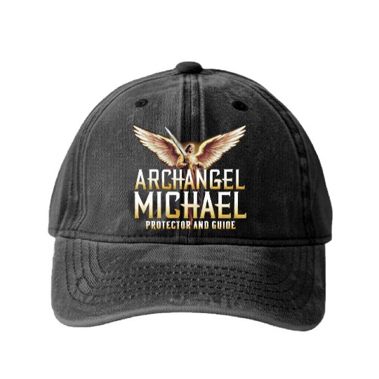 Archangel Michael Catholic Christianity Angel Washed Denim Baseball Caps