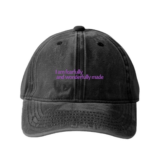 I am fearfully and wonderfully made affirmation Washed Denim Baseball Caps