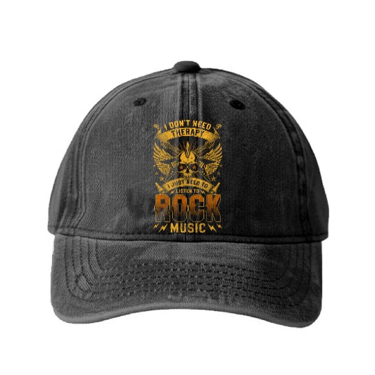 Rocker Music Drums Rock And Roll Washed Denim Baseball Caps