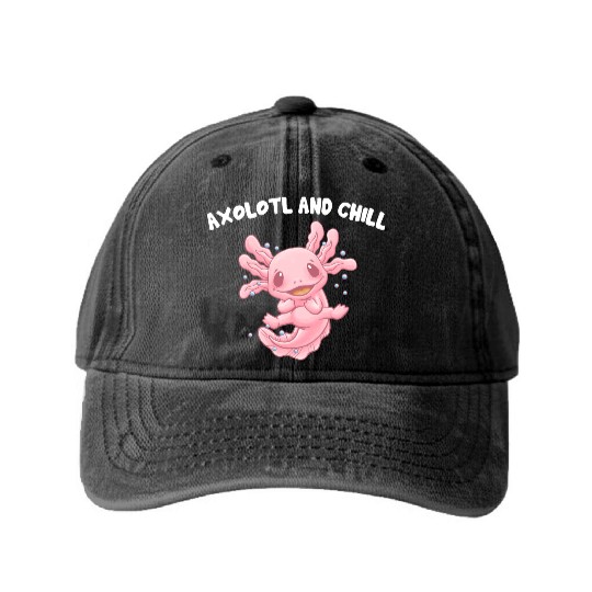 Chill Animal Meme Salamander Animal Pun Washed Denim Baseball Caps