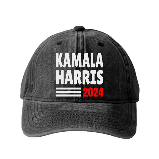Kamala Harris 2024 for President Washed Denim Baseball Caps