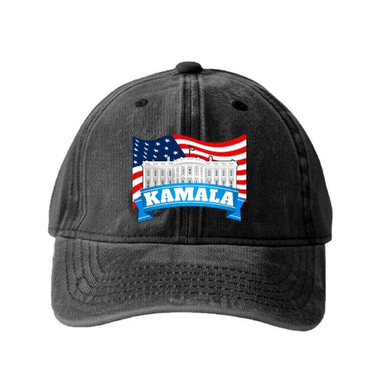 Kamala Harris 2024 For President White House Washed Denim Baseball Caps