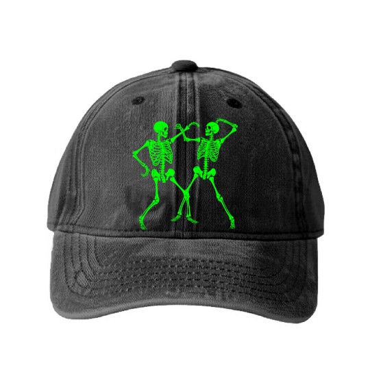 Dancing Skeletons Dance Challenge Halloween Washed Denim Baseball Caps