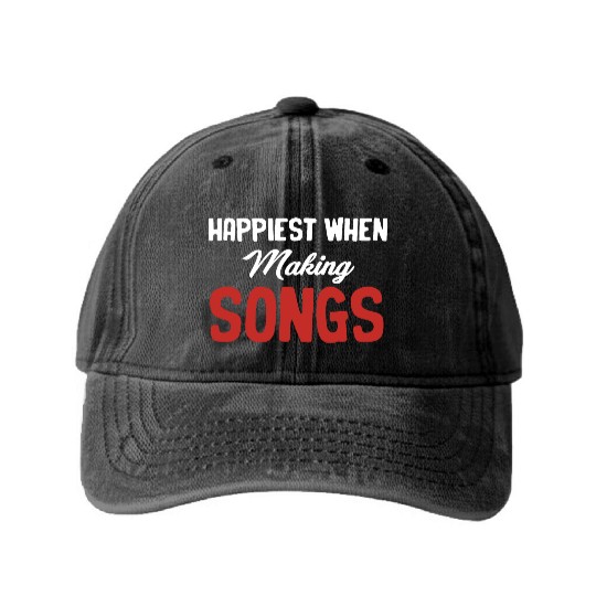Happiest When Making Songs Writer Karaoke Washed Denim Baseball Caps