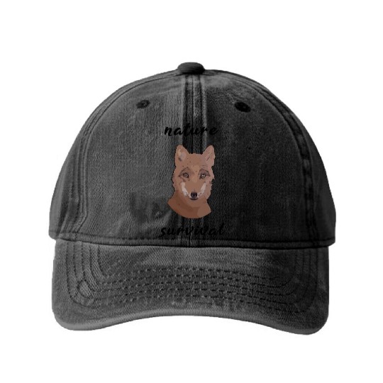 fox nature survival camping Washed Denim Baseball Caps