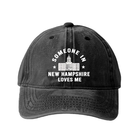 Someone In New Hampshire Loves Me Washed Denim Baseball Caps