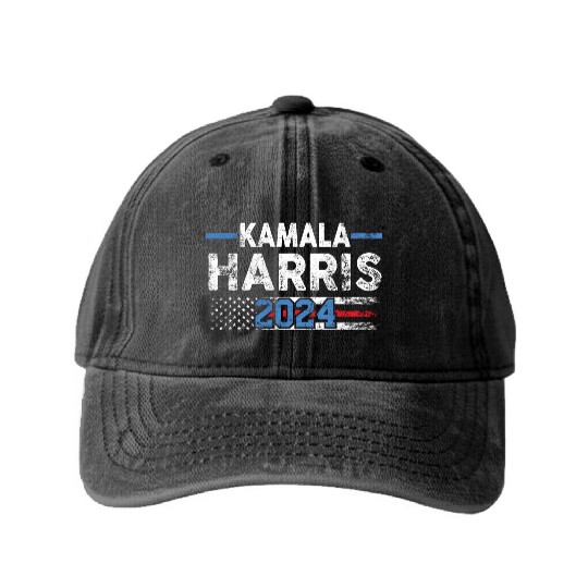 Kamala Harris 2024 for President Washed Denim Baseball Caps