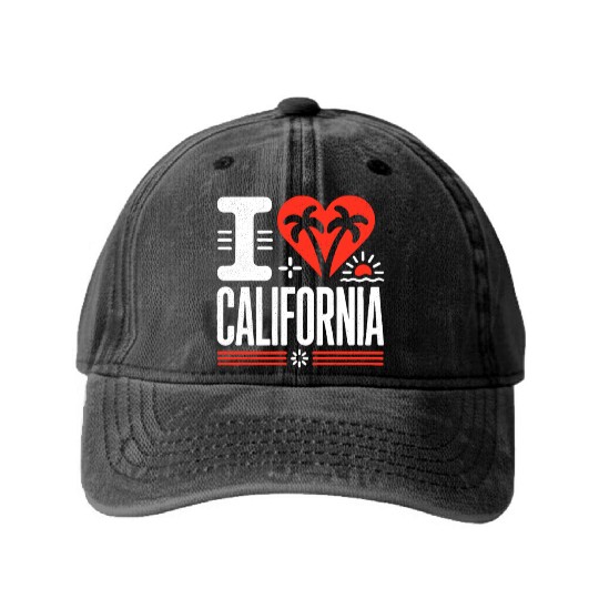 I love California | The Golden State Washed Denim Baseball Caps