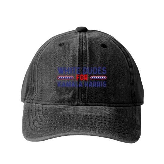 White Dudes for kamala harris 2024 Washed Denim Baseball Caps