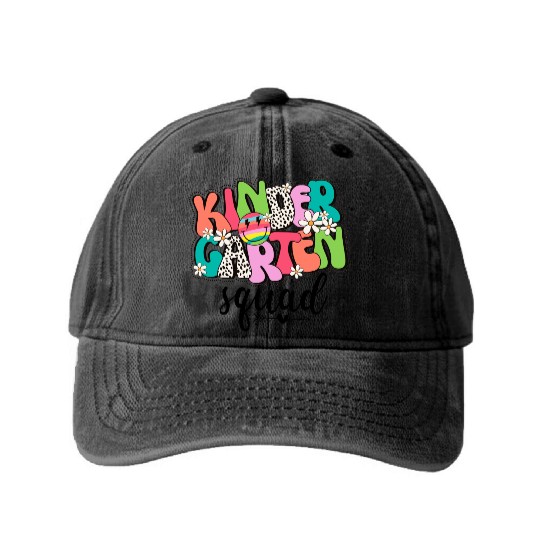Kindergarten Squad - Back to School Matching Washed Denim Baseball Caps