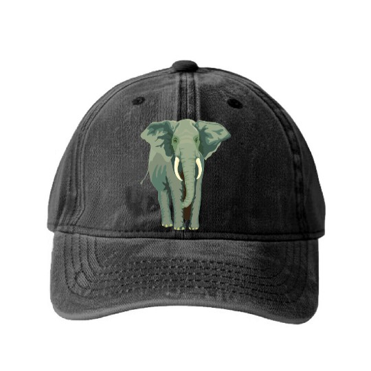 Elephant Face Funny Washed Denim Baseball Caps - Funny Animal Face Lover