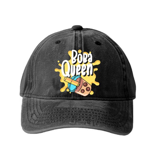 Kawaii Milk Tea Tea Balls Washed Denim Baseball Caps