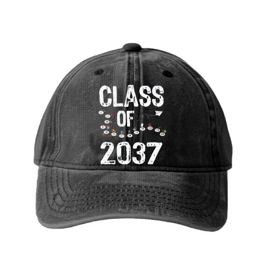 Funny Class of 2037 Grow With Me Back To School Washed Denim Baseball Caps
