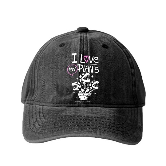 I Love My Plants – Cute Venus Flytrap Plant Lover Washed Denim Baseball Caps