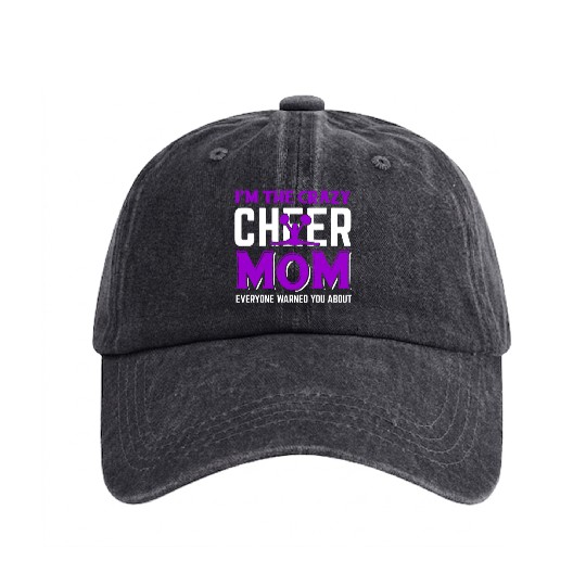 Crazy Cheer Mom Cheerleading Mommy Mother's Day Washed Denim Baseball Caps