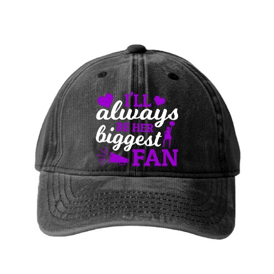 Always Her Fan Cheer Mom Cheerleading Mother's Day Washed Denim Baseball Caps