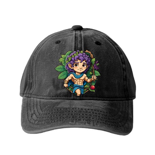 Cute Dionysus Greek Mythology God Washed Denim Baseball Caps