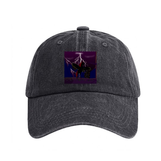 Pegasus Storm at Night Washed Denim Baseball Caps