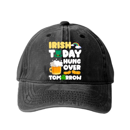 Ireland Shamrock Gold Flag Washed Denim Baseball Caps