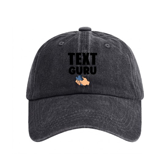 Text Guru Text Gift V2, Typography Art, Washed Denim Baseball Caps