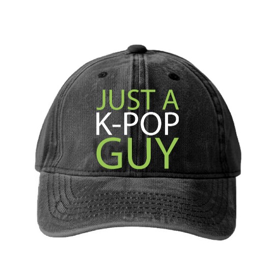 K Pop Just A Kpop Guy Washed Denim Baseball Caps