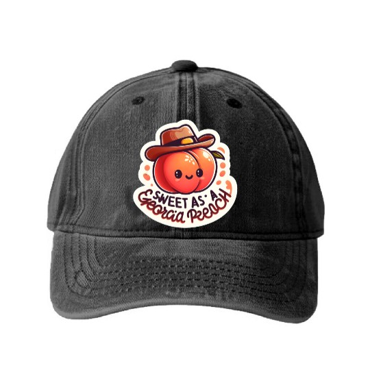 Sweet as a Georgia Peach Sticker Washed Denim Baseball Caps