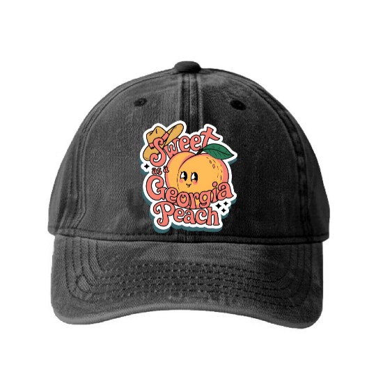 Sweet as a Georgia Peach Sticker.t-shits Washed Denim Baseball Caps