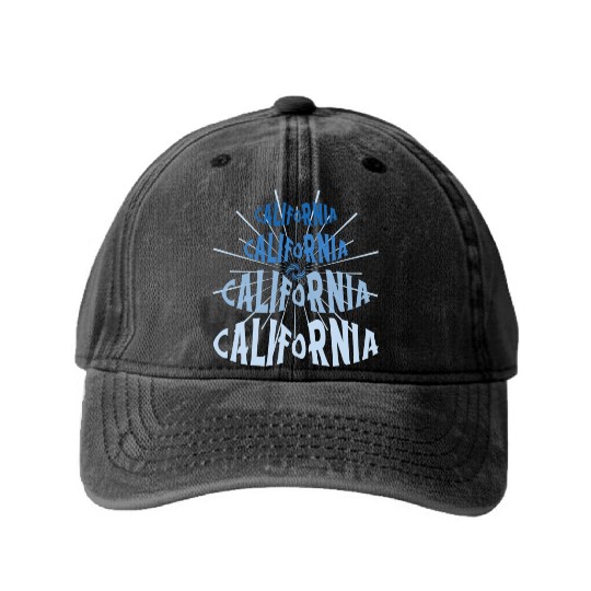 California West Coast Golden State Blue Graphic Washed Denim Baseball Caps