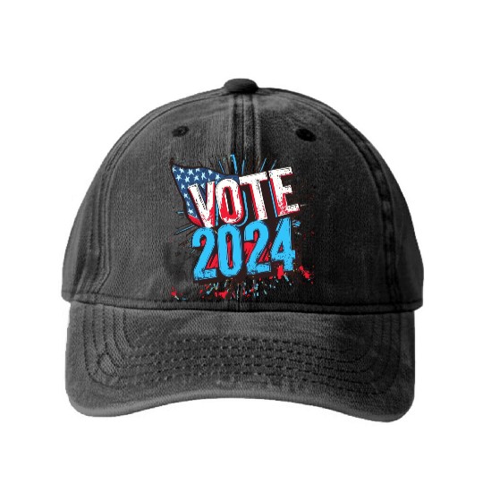 Vote 2024 Election Washed Denim Baseball Caps 0006