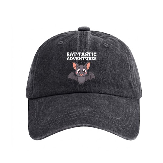 Bat-tastic Adventures Cute Design Washed Denim Baseball Caps