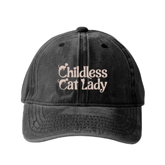Childless Cat lady Kamala Harris Washed Denim Baseball Caps