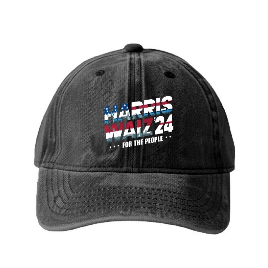Harris Walz 2024 Kamala Harris Washed Denim Baseball Caps