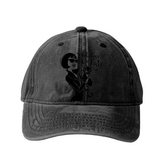 Childless Cat lady Kamala Harris Washed Denim Baseball Caps