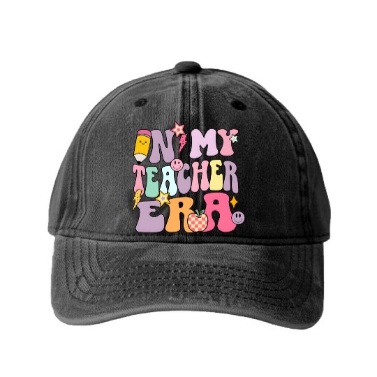 In my Teacher Era Washed Denim Baseball Caps