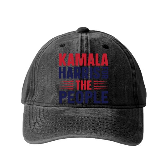 Kamala Harris 2024 for President Vote Tim Walz Washed Denim Baseball Caps