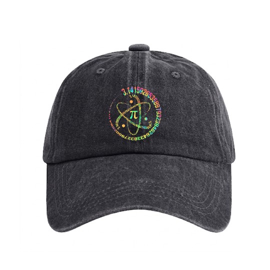 Tie dye Pi day 3.14 Spiral Pi Number Math Teacher Washed Denim Baseball Caps