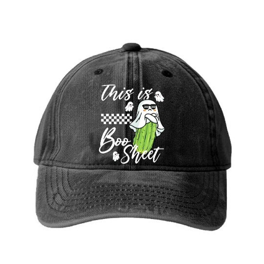 This is Boo Sheet pickle Boo funny Ghost Halloween Washed Denim Baseball Caps