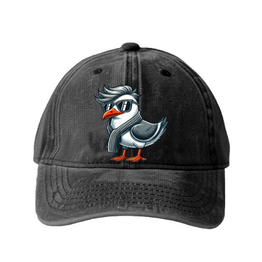 Cool seagull sunglasses summer North Sea Baltic Washed Denim Baseball Caps