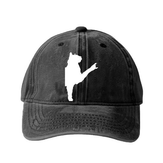 Cat Heavy Metal Hand Gesture Hard Rock Music Pet Washed Denim Baseball Caps