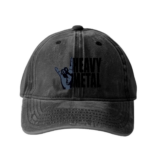 Heavy Metal Fun Hard Rock Music Horns Hand Gesture Washed Denim Baseball Caps