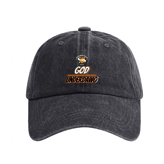 God Underdawg - Empowering Basketball Graphic Washed Denim Baseball Caps