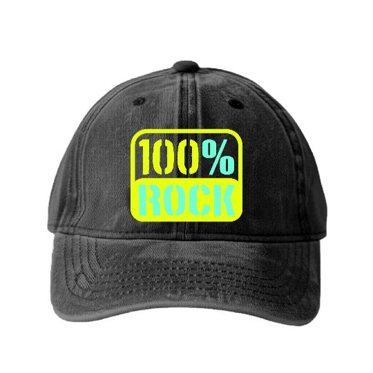 100 % Percent Rock Heavy Metal Music Text Logo Washed Denim Baseball Caps