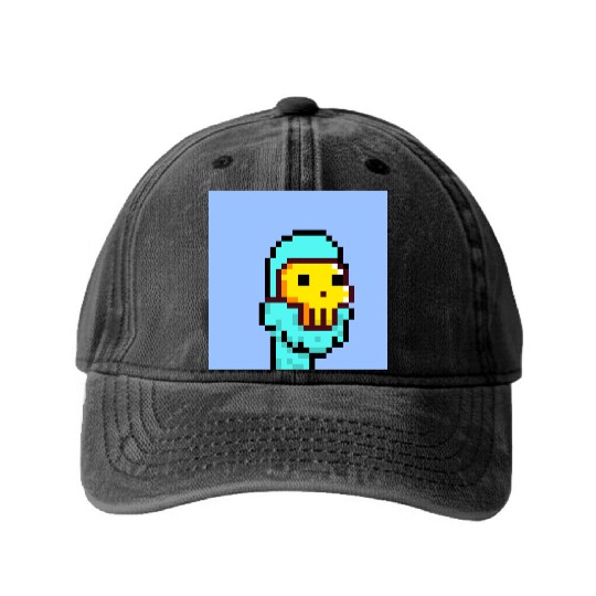 Pixel Alien golden mask Washed Denim Baseball Caps