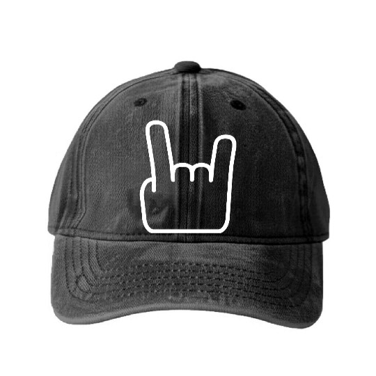 Heavy Metal Fun Hard Rock Music Horns Hand Gesture Washed Denim Baseball Caps