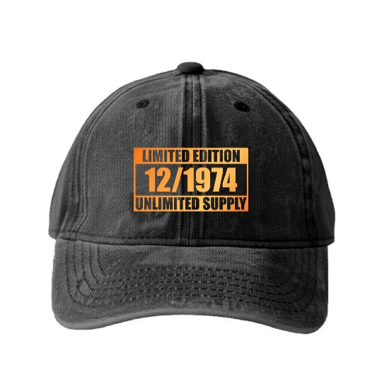 50th birthday Limited Edition - ꝏ Supply 12/1974 Washed Denim Baseball Caps